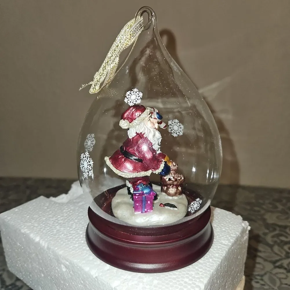 Vintage Sorelle Santa Teardrop Glass Globe Ornament